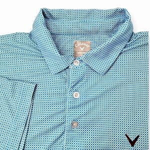 Callaway Opti-Dri Golf Mens Blue geometric Performance Polo Shirt Large